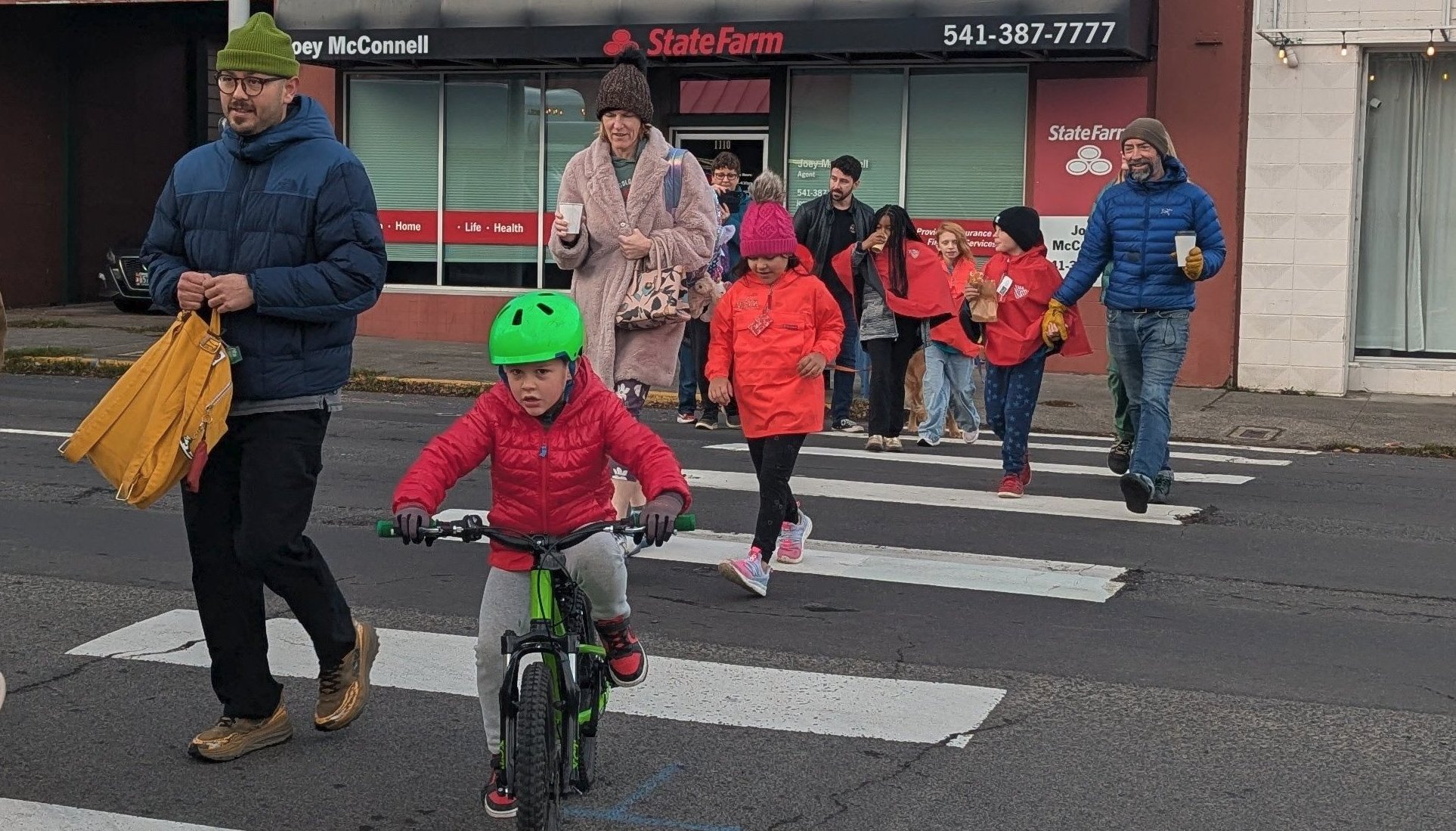 A lively, human-scale scene in the Hood River Heights